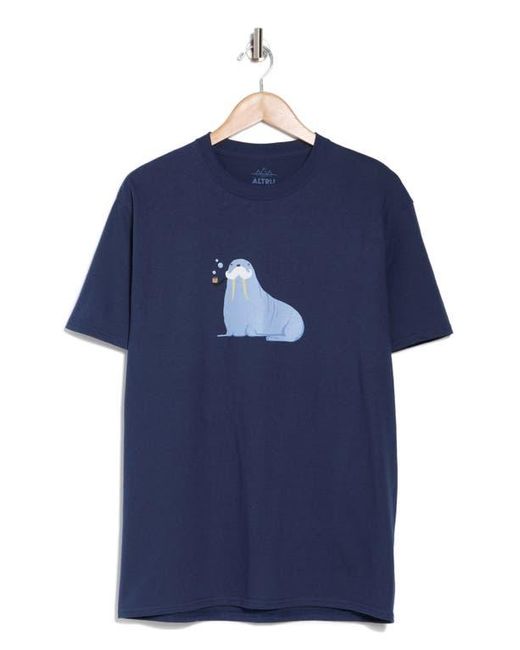 Altru Blue Walrus Graphic Print T-Shirt for men