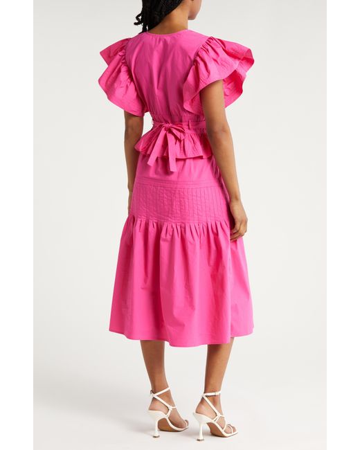 Wishlist Pink Tiered Ruffle Midi Dress