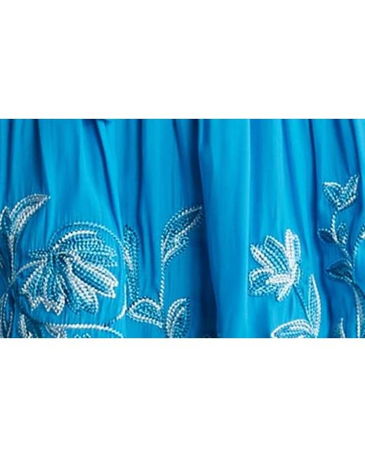 Ramy Brook Blue Keanu Embroidered Floral Dress