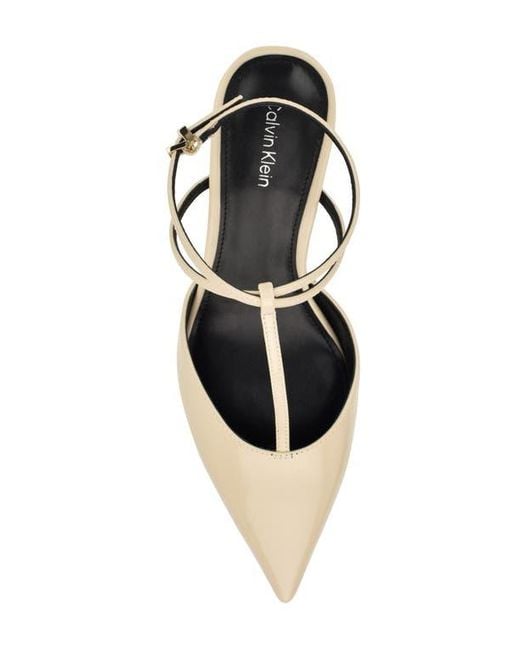 Calvin Klein White Avriel 2 Ankle Strap Pump