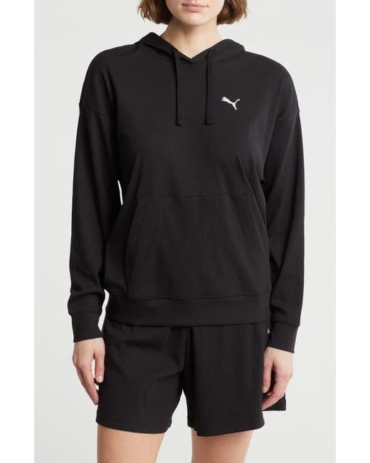 PUMA Black Essential Comfort Rib Hoodie