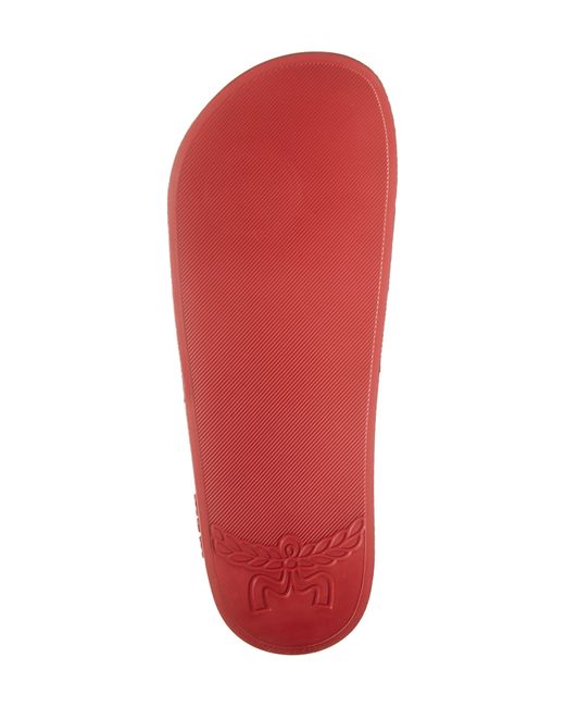 MCM Red Monogram Slide Sandal for men