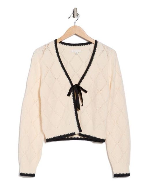 Blu Pepper Natural Ribbon Tie Front Pointelle Cardigan