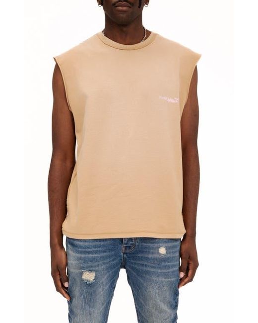 Purple Brand Blue Textured Jersey Graphic Muscle Tee for men