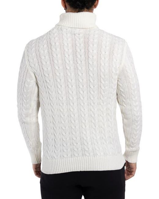 Xray Jeans White Cable Knit Turtleneck Sweater for men