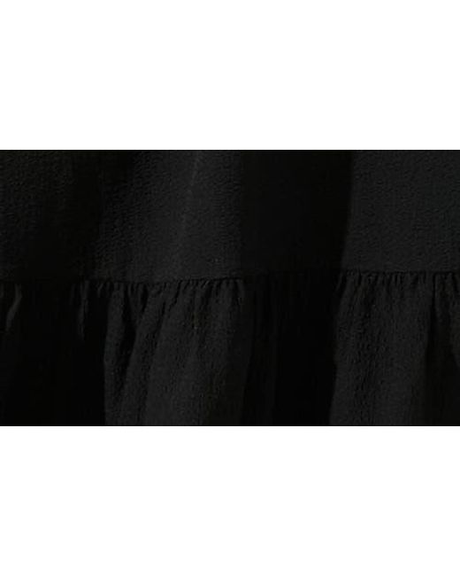 Astr Black Tie Back Puff Sleeve Midi Dress