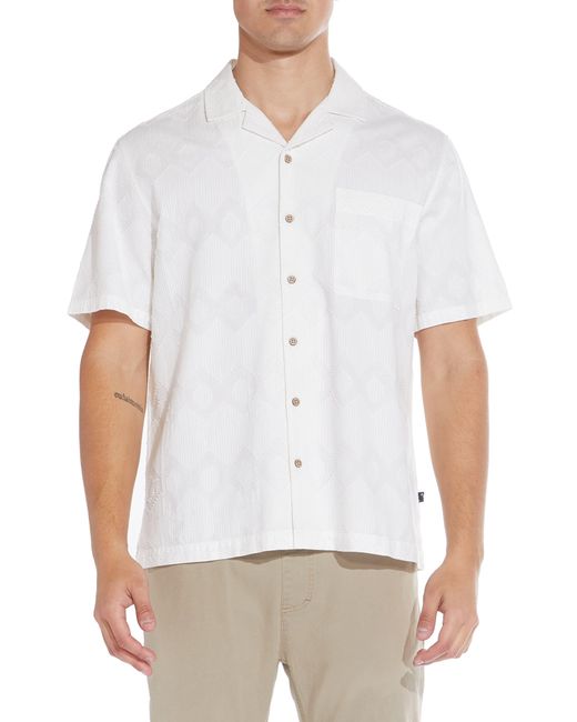 Civil Society White Relaxed Fit Novelty Jacquard Camp Shirt for men