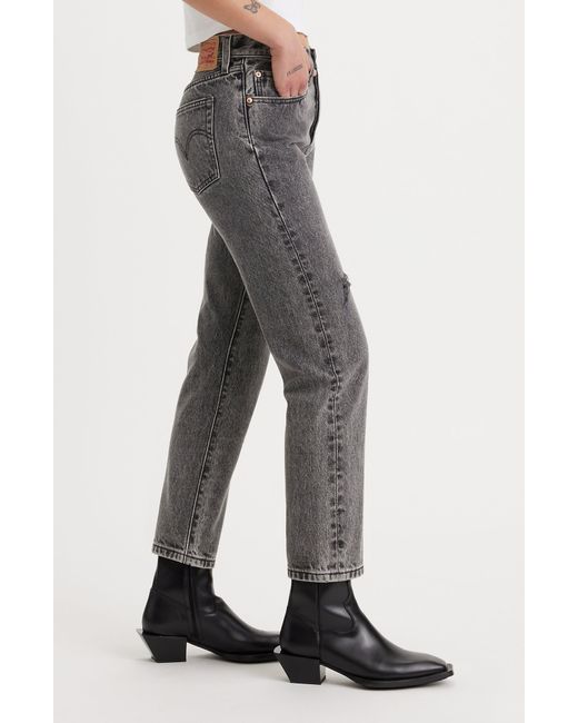Levi's Gray 501® High Waist Crop Straight Leg Jeans