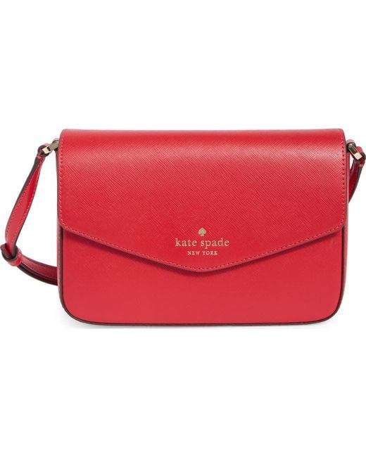 Kate Spade Envelope Flap Leather Crossbody Bag in Red | Lyst