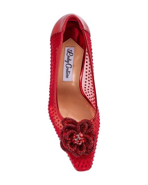 Lady Couture Red Rhinestone Mesh Pump