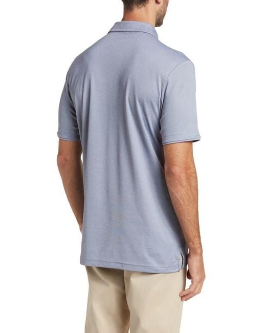 Travis Mathew Blue Heathered Knit Polo Shirt for men