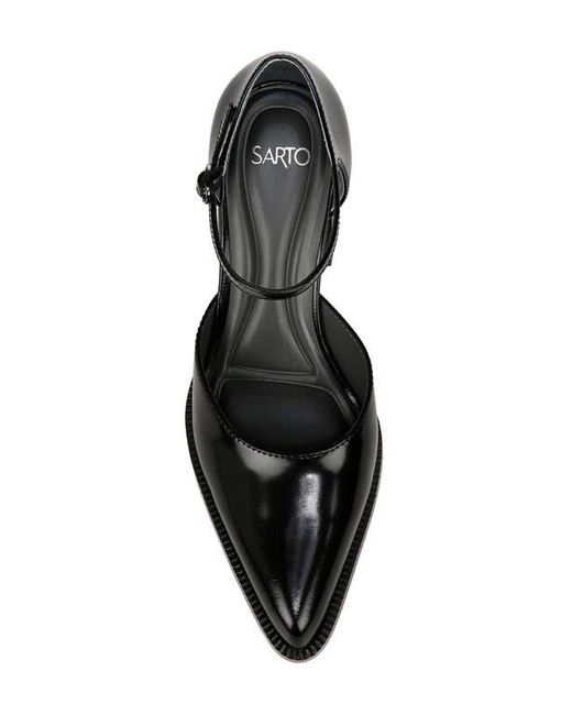 Sarto Black Diona Ankle Strap Pointed Toe Pump