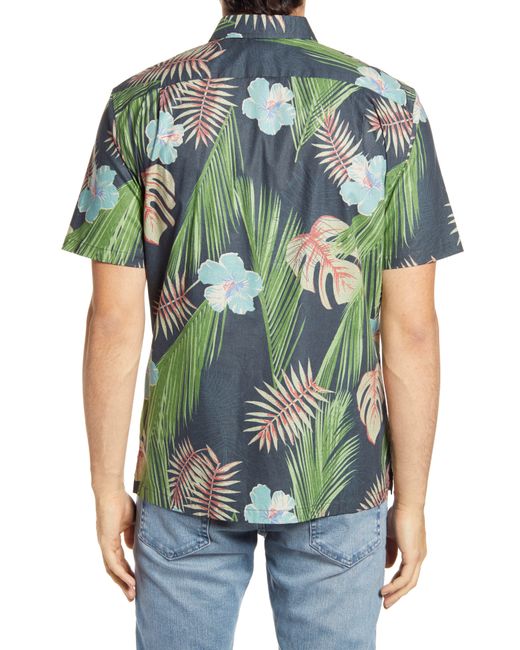 Tori Richard Green Tropic Haze Cotton Camp Shirt for men