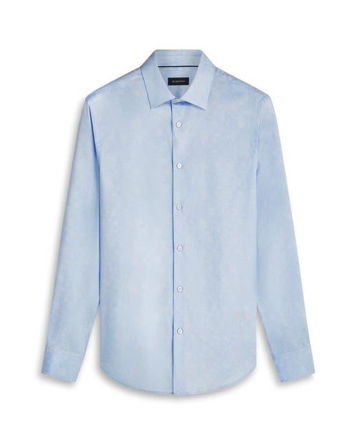 Bugatchi Blue Julian Shaped Fit Print Button-Up Shirt for men