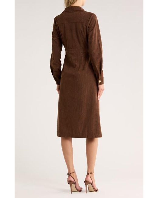 AREA STARS Brown Dion Long Sleeve Shirtdress
