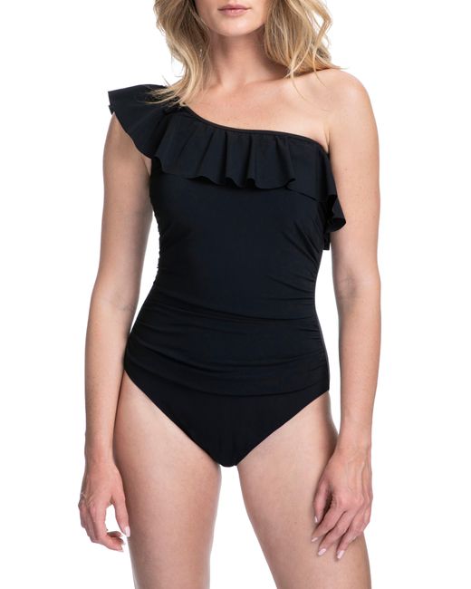 Gottex Black Tutti Frutti One-shoulder One-piece Swimsuit
