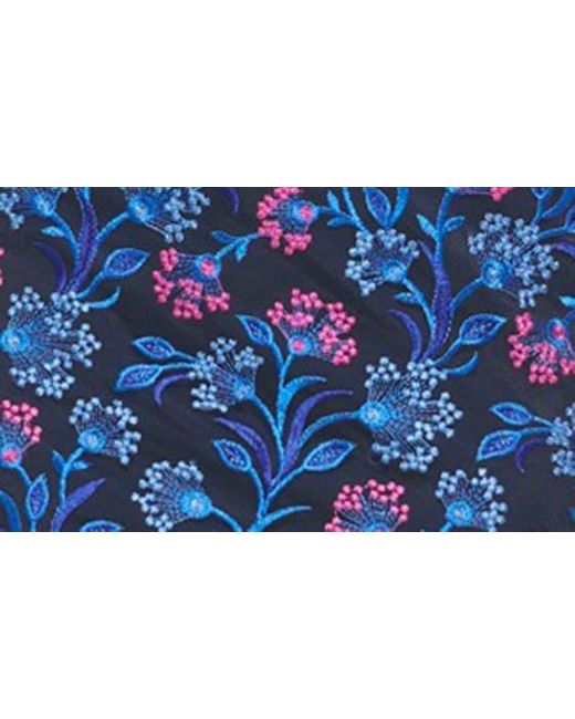 Kensie Blue Floral Embroidered Sleeveless Midi Dress
