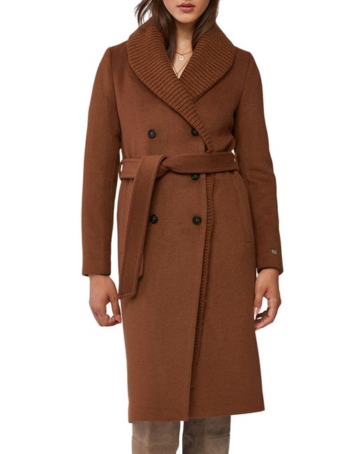 SOIA KYO Belted Wool Blend Coat In Russet At Nordstrom Rack in