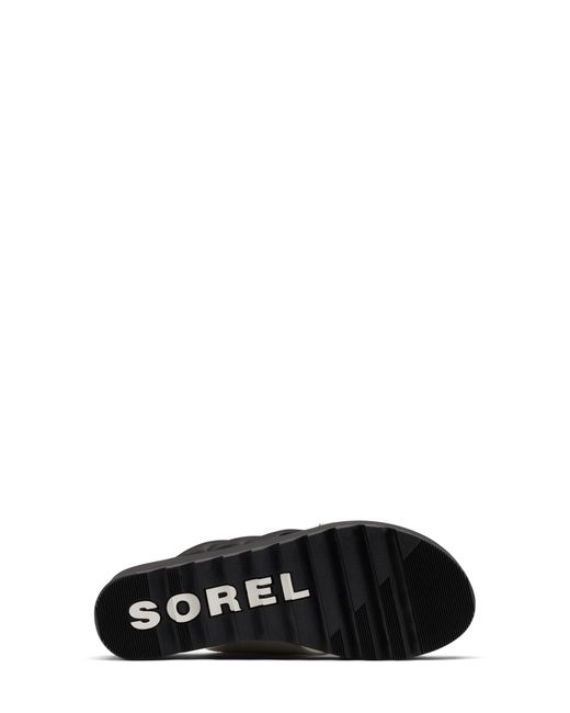 Sorel Black Cameron Puff Flatform Slide Sandal