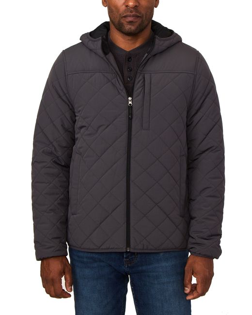 Rainforest Black Squall Water Resistant Quilted Hooded Jacket for men
