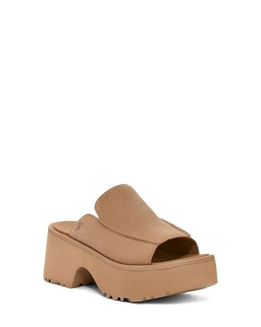 Ugg Brown New Heights Platform Slide Sandal