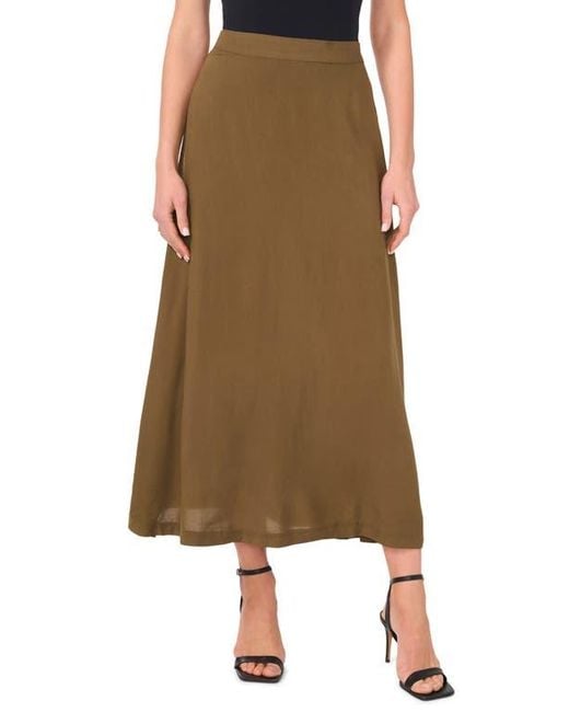Vince Camuto Green Challis Midi Skirt
