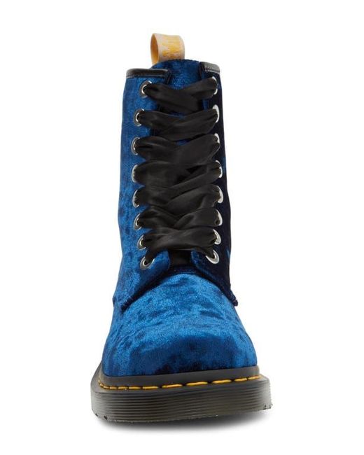 Dr. Martens Blue 1460 Crushed Velvet Combat Boot