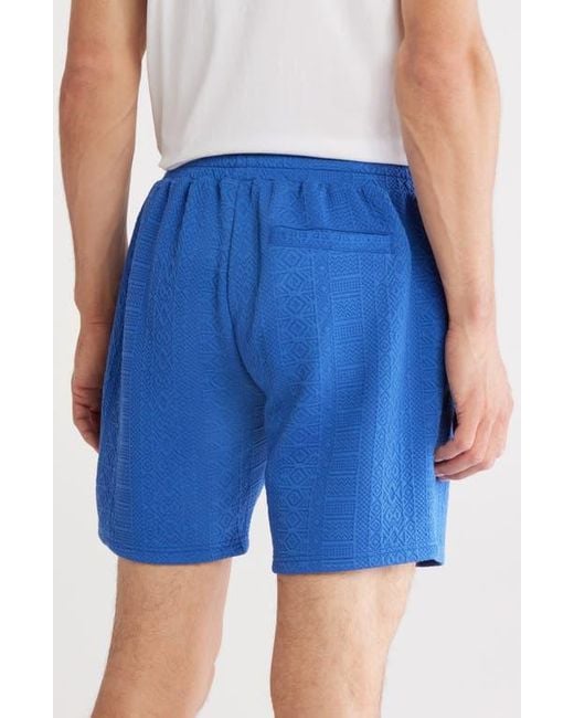 FLEECE FACTORY Blue Jacquard Shorts for men