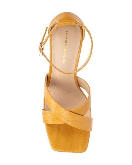 FASHION TO FIGURE Yellow Marcie Snake Embossed Wedge Sandal