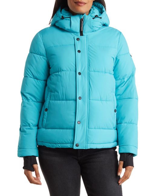 BCBGeneration Blue Water Resistant Hooded Puffer Jacket