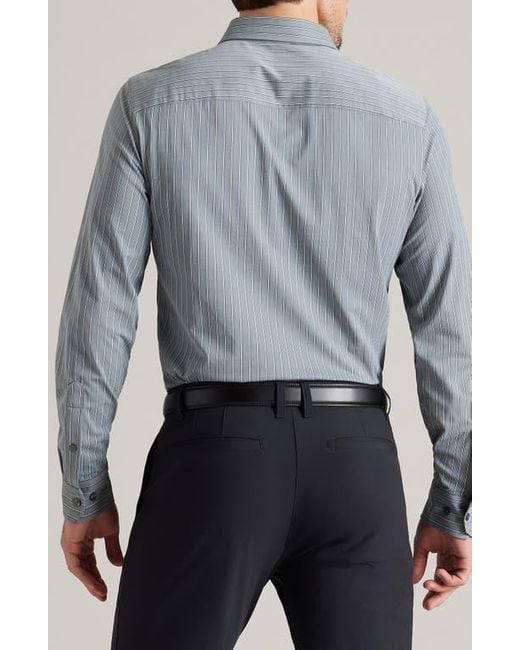 Rhone Blue Commuter Pro Slim Fit Button-Up Shirt for men
