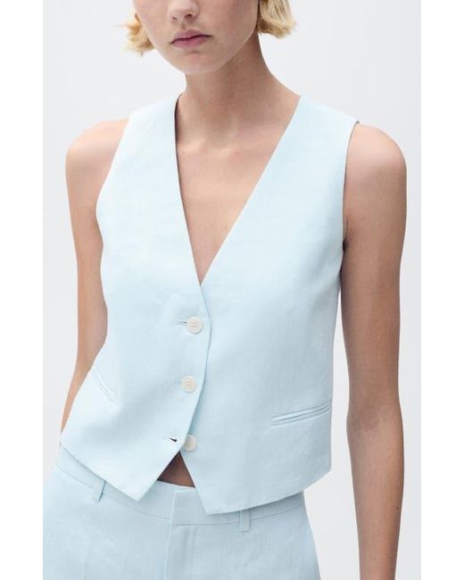 Mango Blue Linen Vest