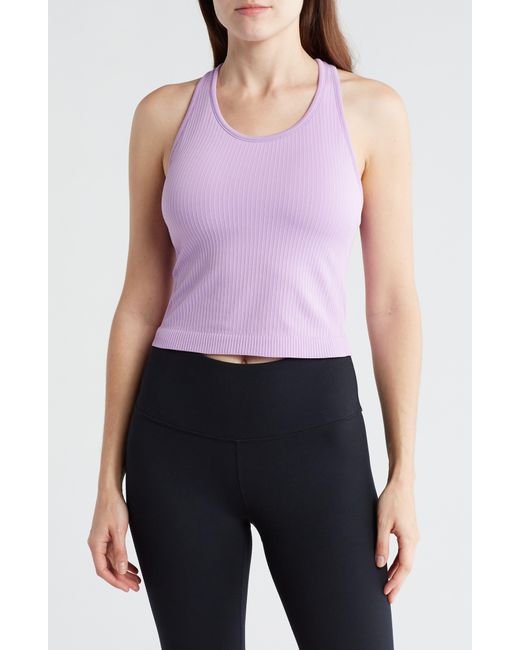 90 Degrees Purple Racerback Cropped Tank With Bra