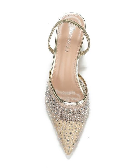 BERNESS White Cara Rhinestone Mesh Pump