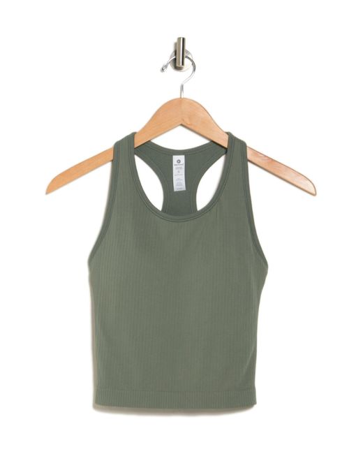 90 Degrees Green Racerback Cropped Tank With Bra