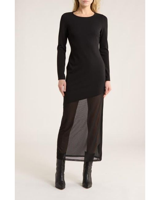 Rag & Bone Women's Black Sascha Mixed Media Long Sleeve Dress -  hulwithkids.com