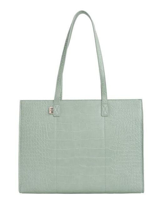 BEIS Green Water Repellent Croc Embossed Work Tote
