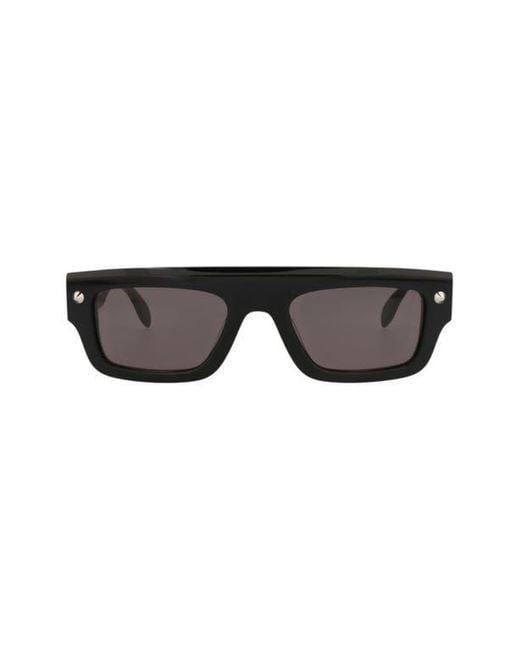 Alexander McQueen Black 52Mm Rectangle Sunglasses