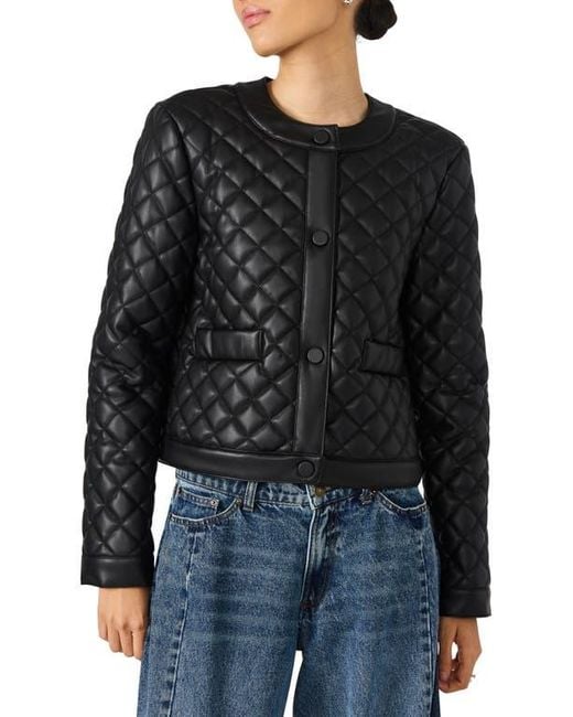 Steve Madden Black Quilted Faux Leather Jacket