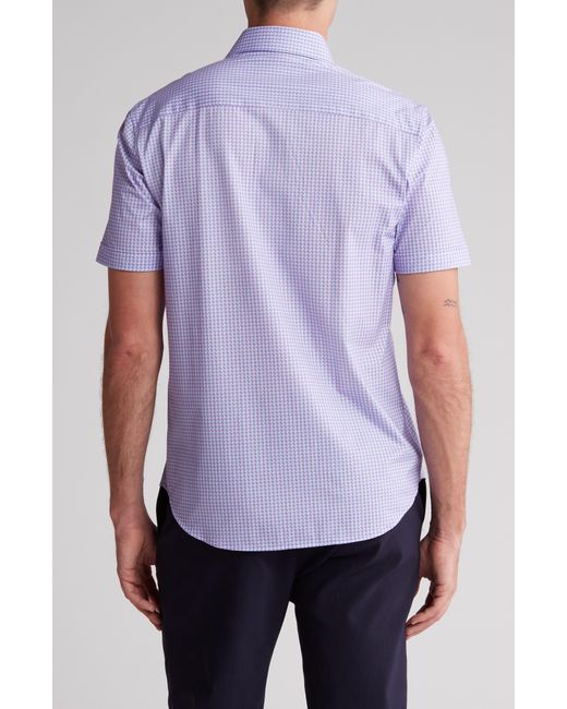 Bugatchi Purple Short Sleeve Woven Shirt for men