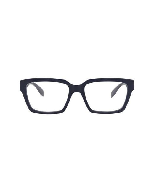 McQueen Black 54Mm Rectangular Optical Glasses for men