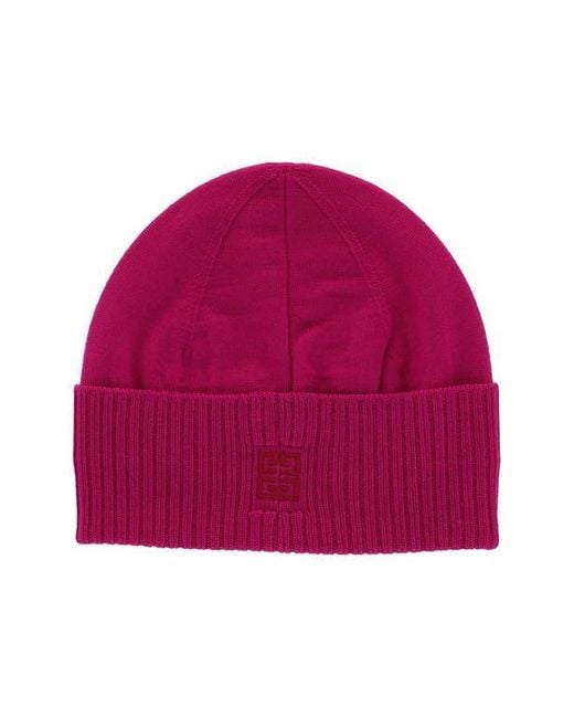 Givenchy Red 4G Logo Wool Beanie