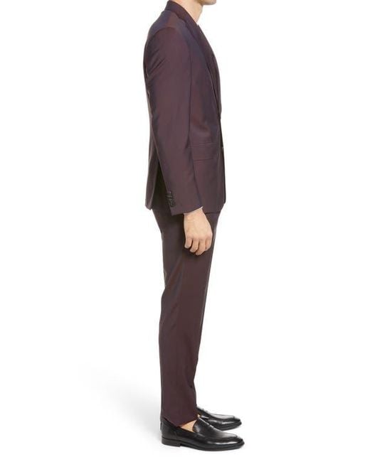 Ted Baker Red Roger Extra Trim Fit Solid Wool Suit for men