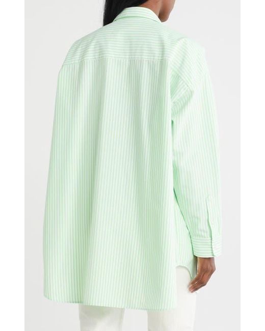 Frank & Eileen Green Mackenzie Stripe Oversize Cotton Button-Up Shirt