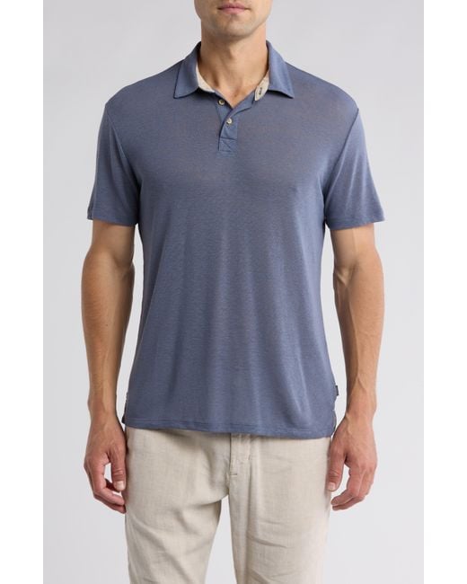 Lucky Brand Blue Linen Blend Polo Shirt for men