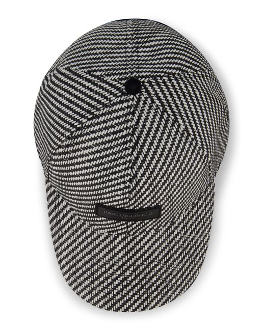 Karl Lagerfeld Gray Rattan Woven Logo Patch Baseball Cap for men
