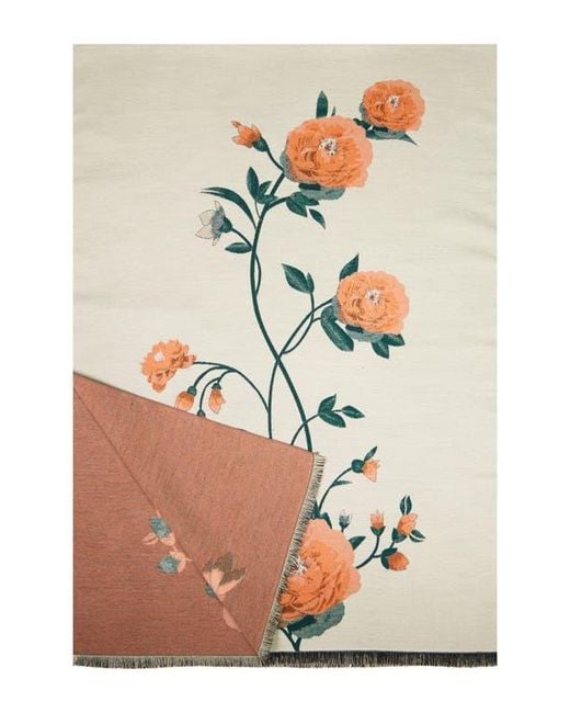 Saachi White Bloom Reversible Print Scarf