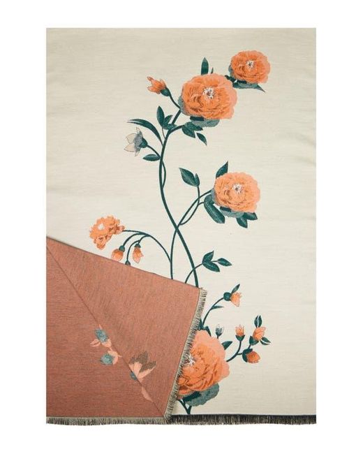 Saachi White Bloom Reversible Print Scarf