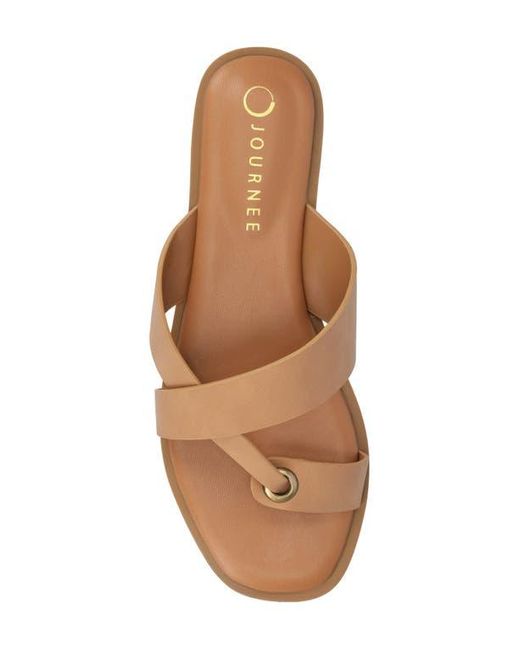 Journee Collection Brown Prizzie Flat Slide Sandal
