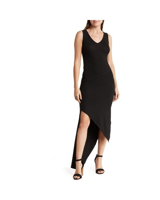 Go Couture Ribbed High Low Tank Dress in Black Lyst
